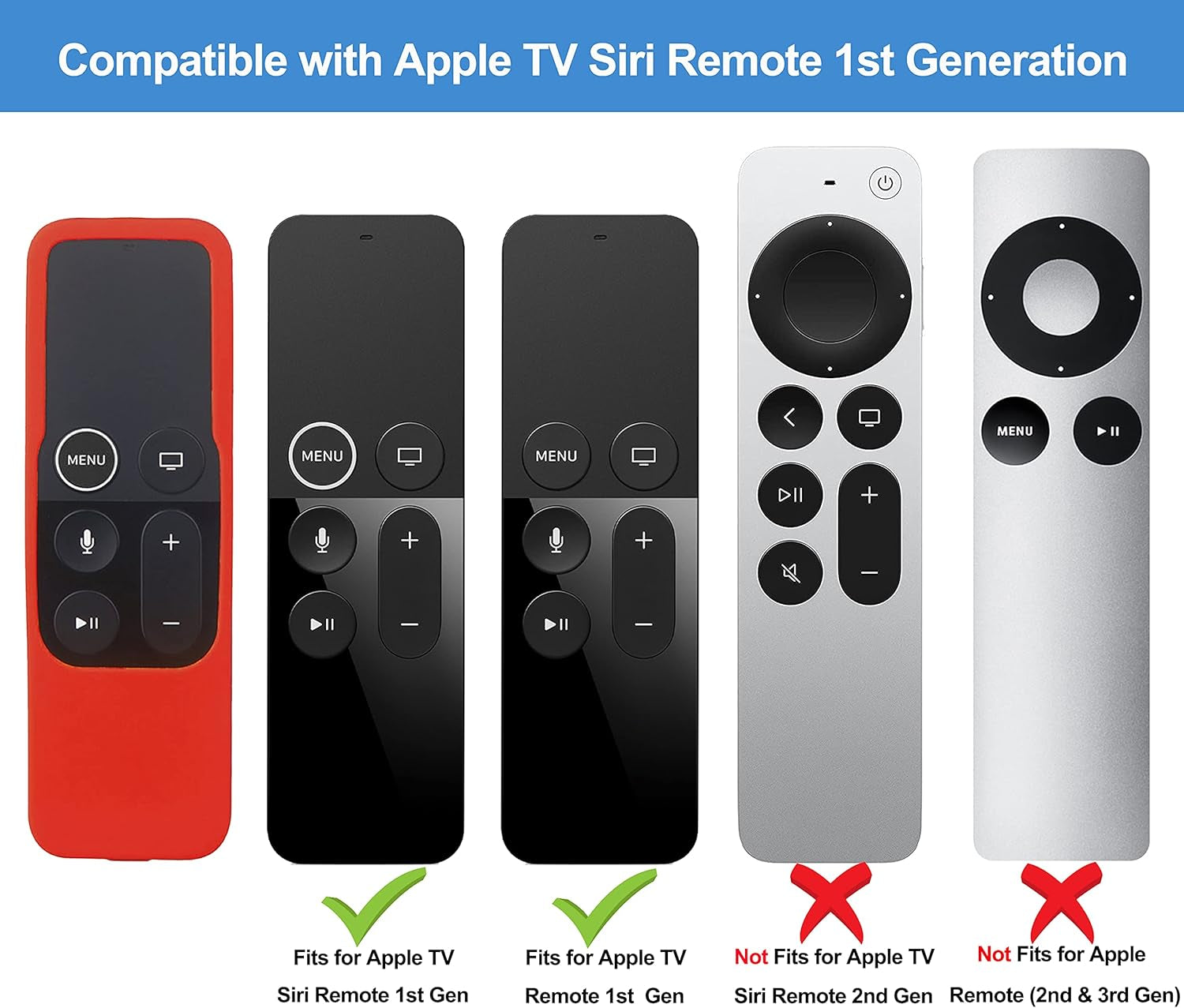 Silicone Case Compatible with Apple TV 4K 4Th 5Th Generation Siri Remote - Anti-Slip Shock Proof Soft Remote Cover Case Compatible with Apple TV 4K 4Th 5Th Gen Siri Remote Controller -Red