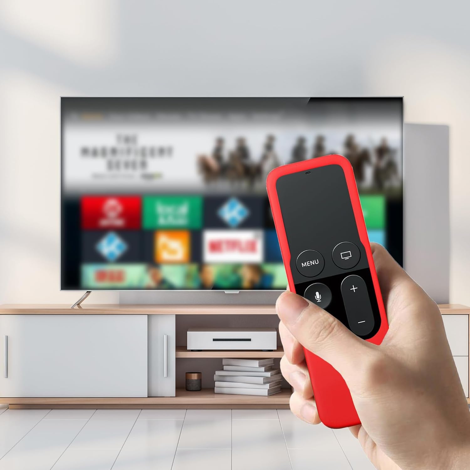 Silicone Case Compatible with Apple TV 4K 4Th 5Th Generation Siri Remote - Anti-Slip Shock Proof Soft Remote Cover Case Compatible with Apple TV 4K 4Th 5Th Gen Siri Remote Controller -Red